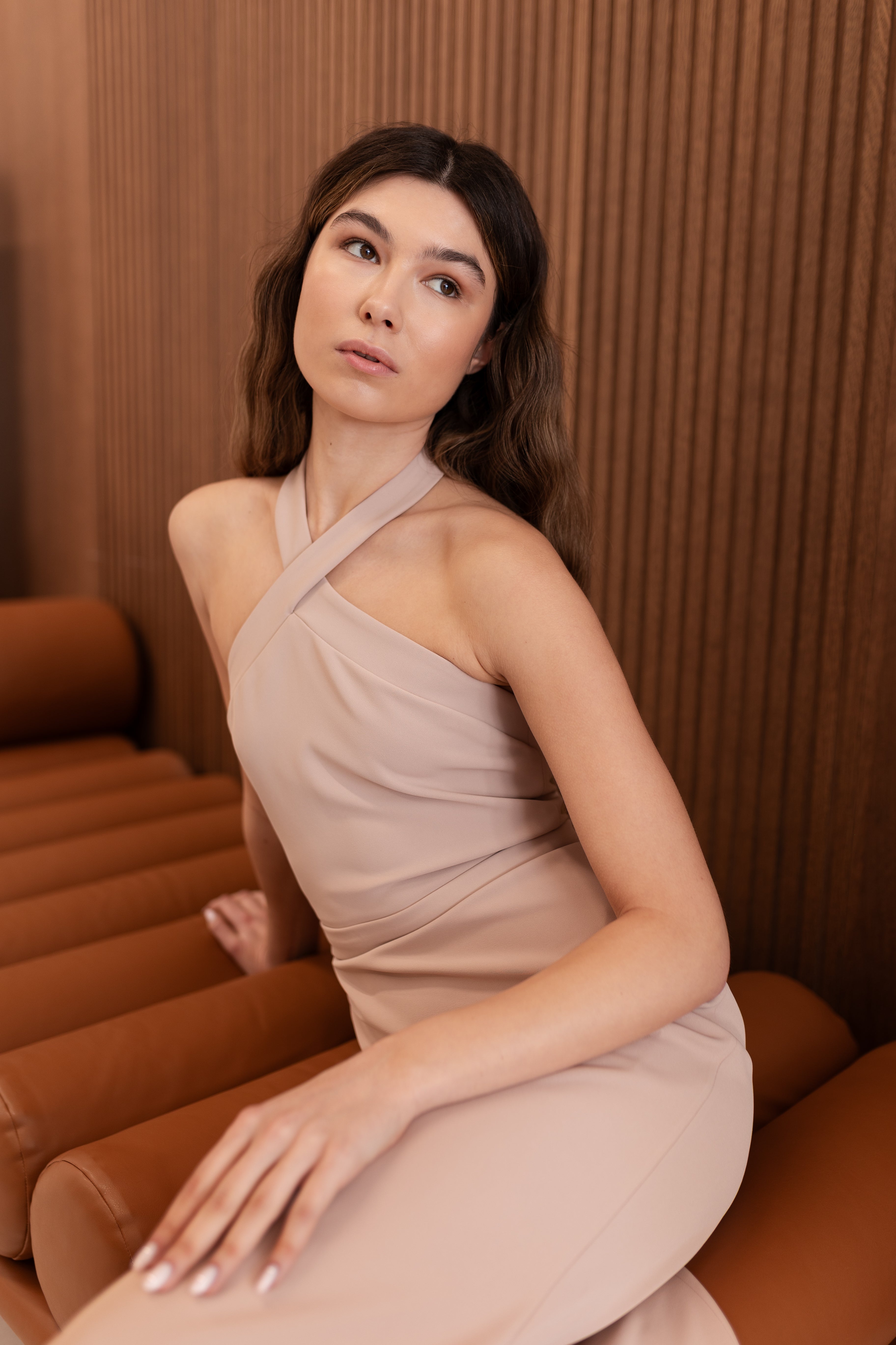GISEL Dusty Rose Off-Shoulder Long Evening Dress