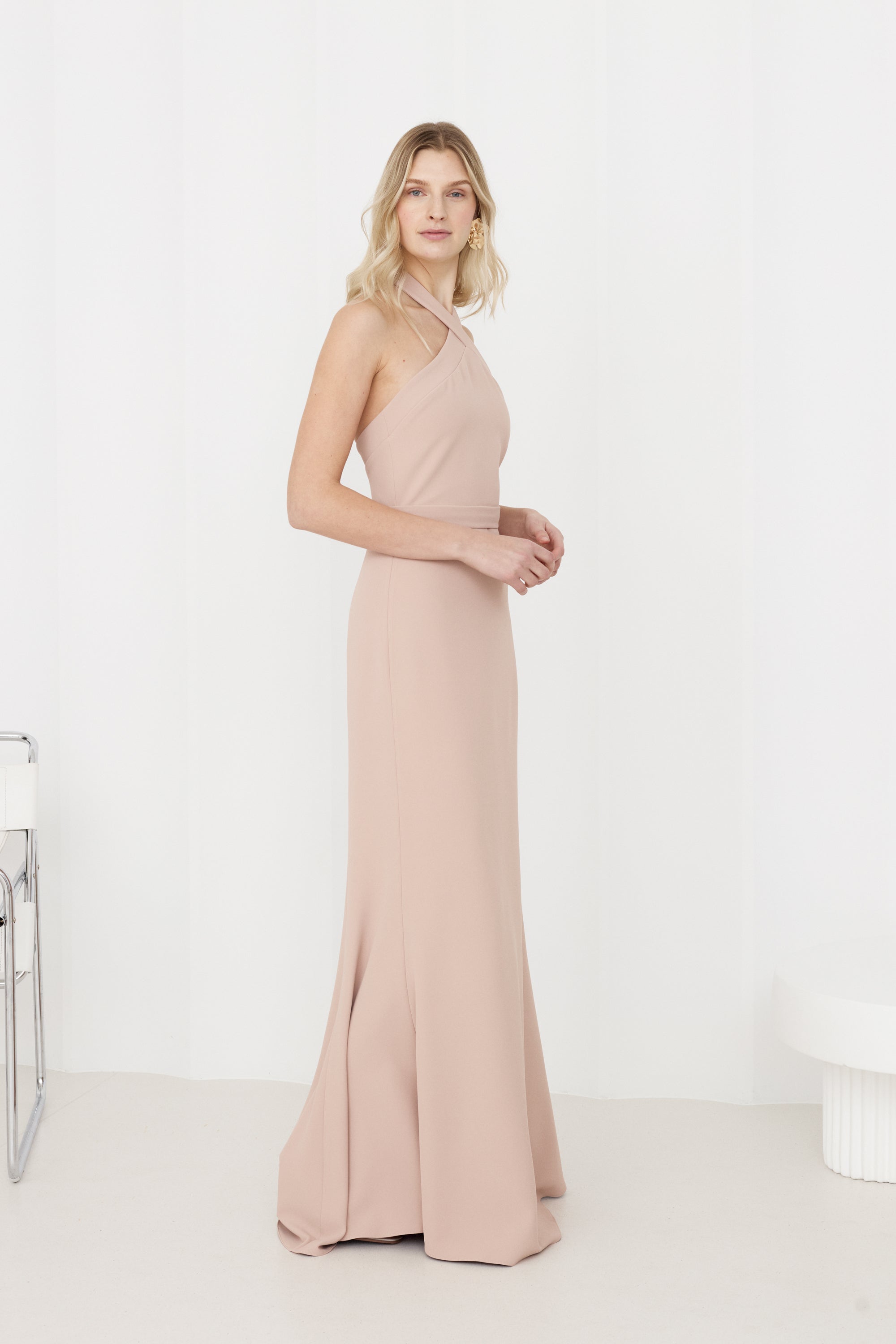 GISEL Dusty Rose Off-Shoulder Long Evening Dress