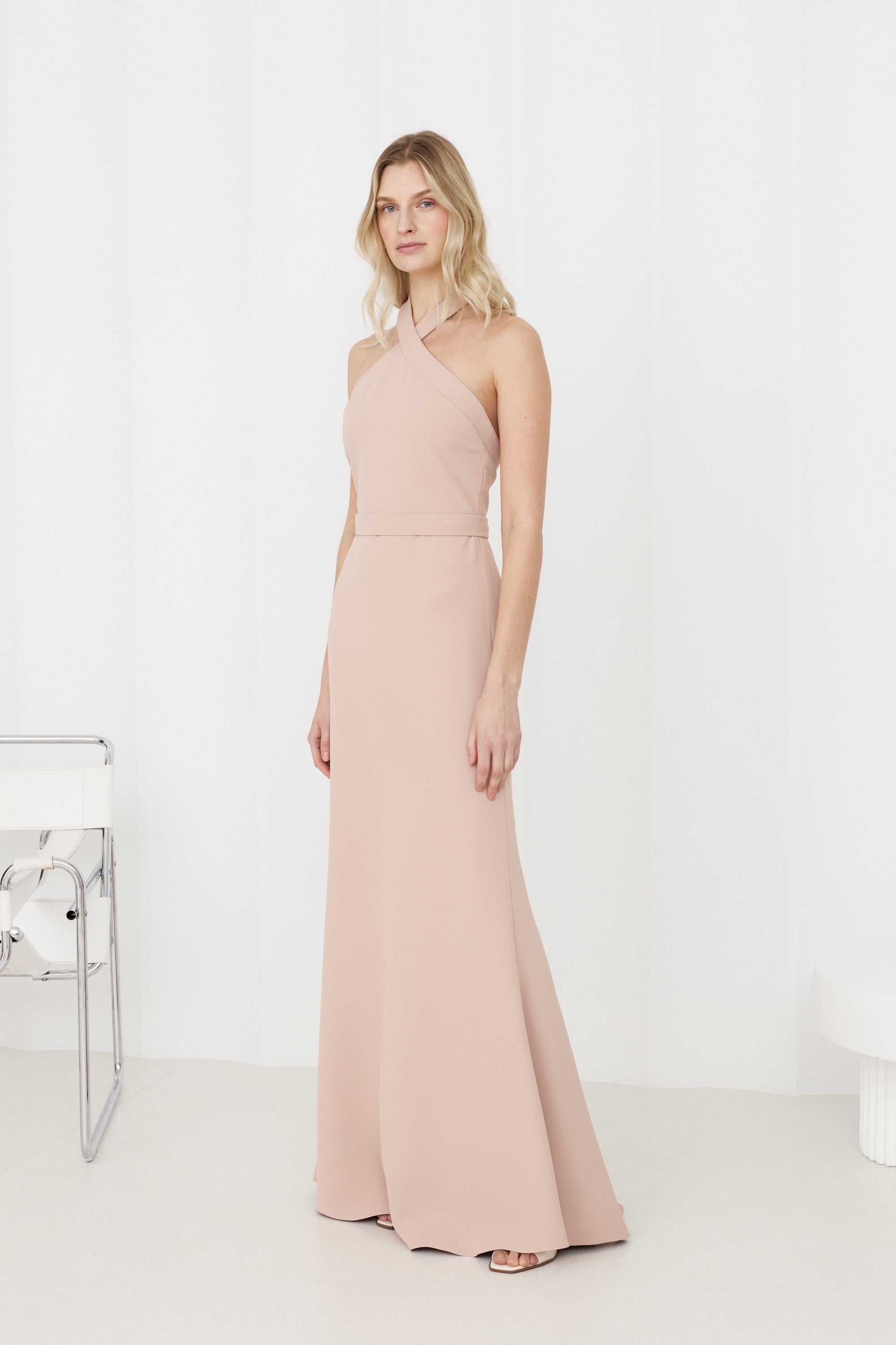 GISEL Dusty Rose Off-Shoulder Long Evening Dress