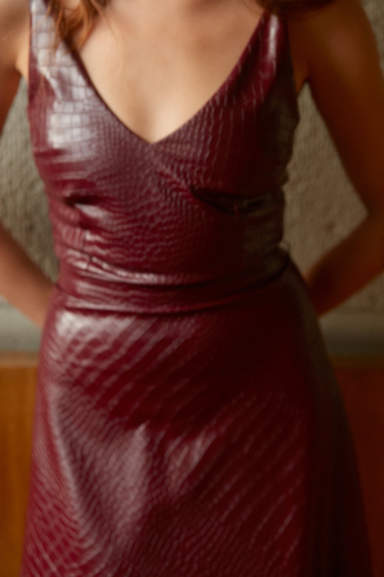 ANYA Mermaid Skirt Dress - Bordeaux Beauty in Vegan Leather