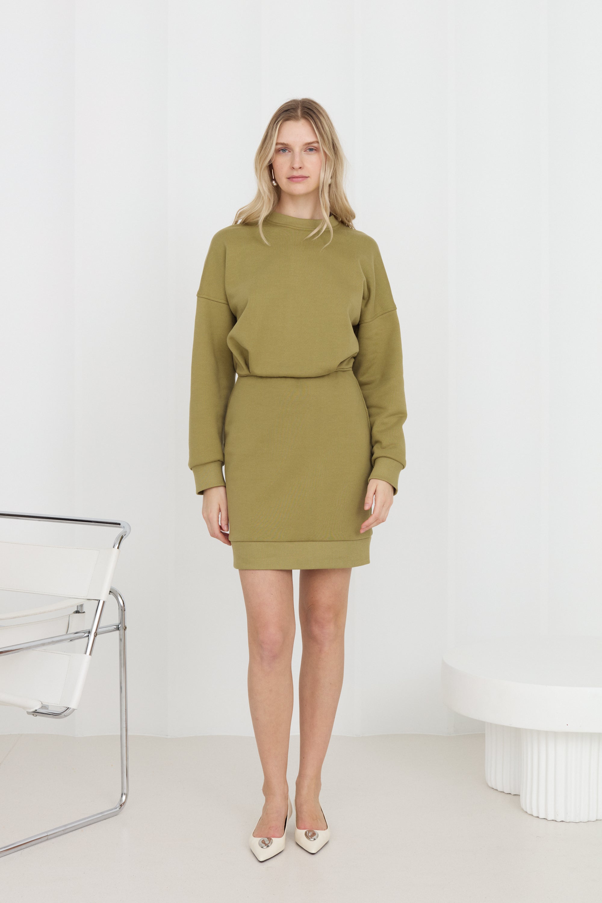NIKA Olive Green Mini Jersey Dress