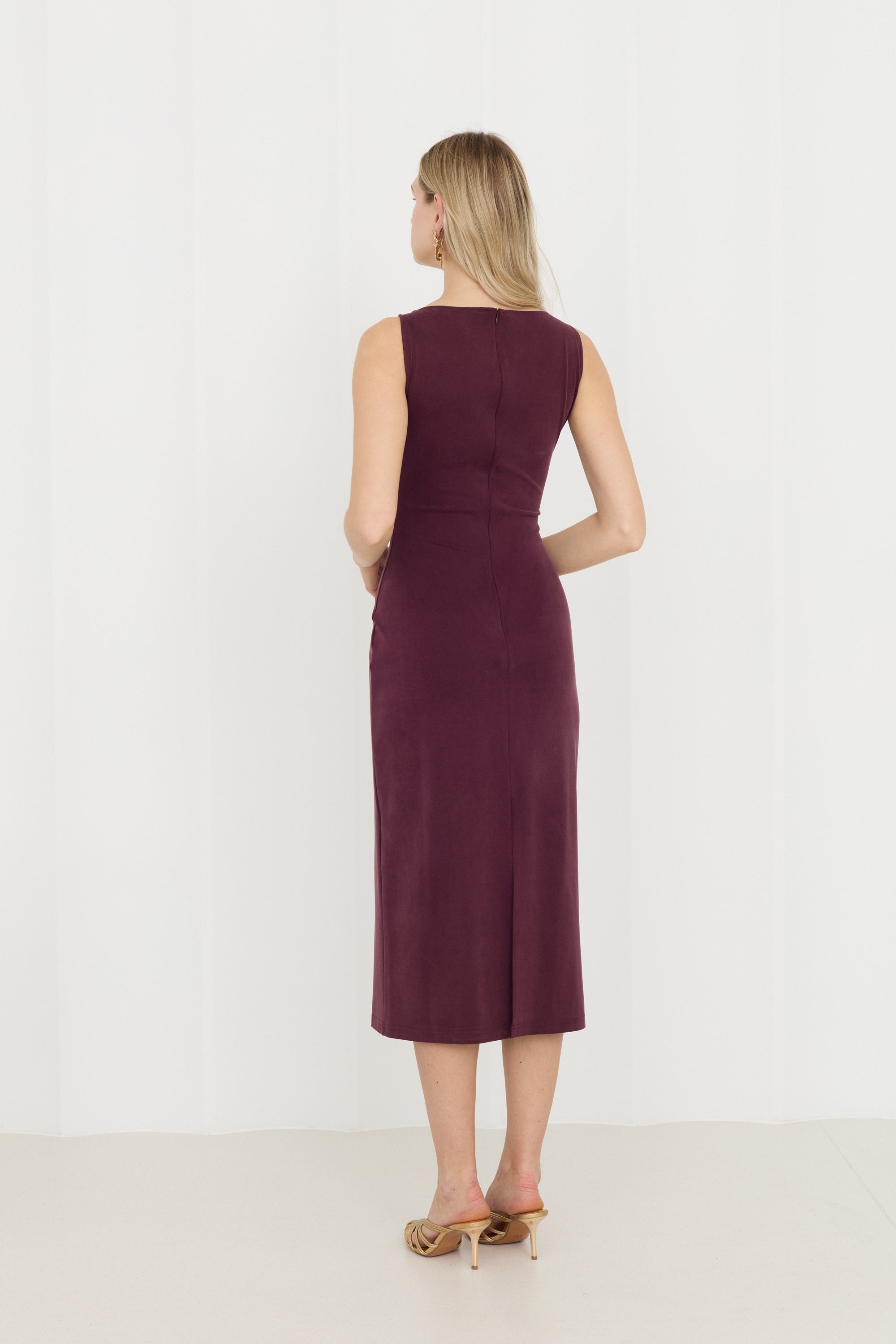 OLIVIA Grape Purple Midi Bodycon Dress