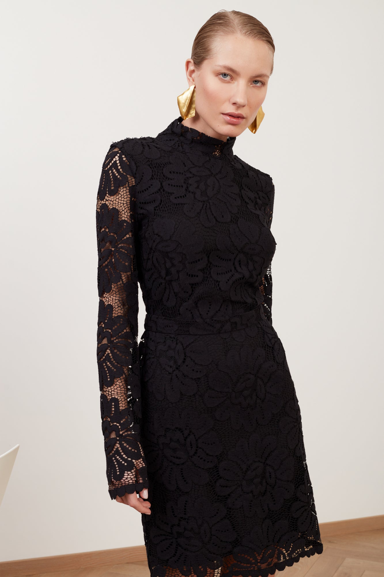 SERIN mini dress from black floral lace