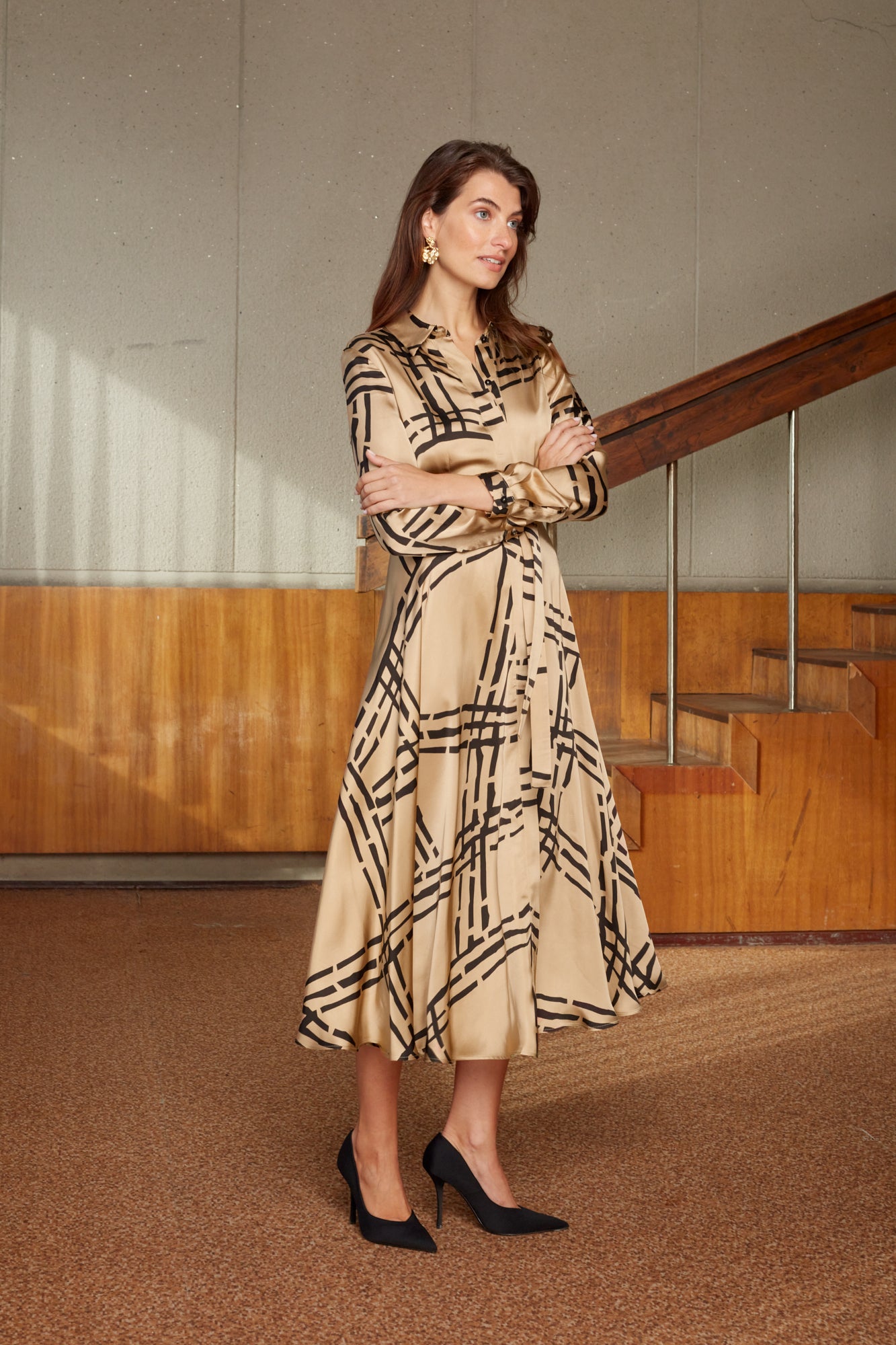 Printed Midi Shirt Dress