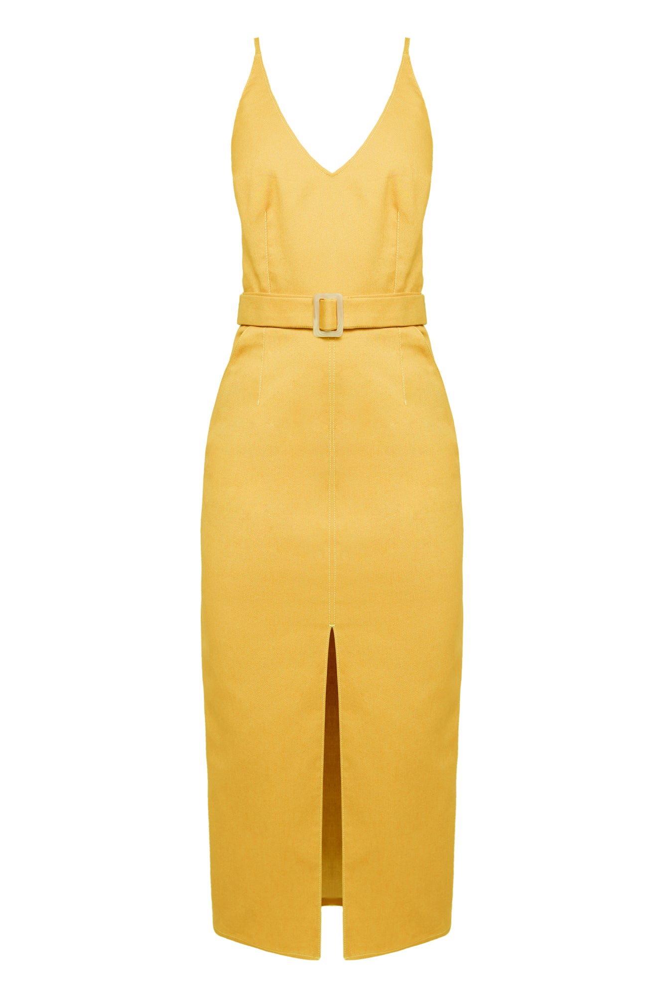 ALBERTA yellow denim classy pencil skirt dress