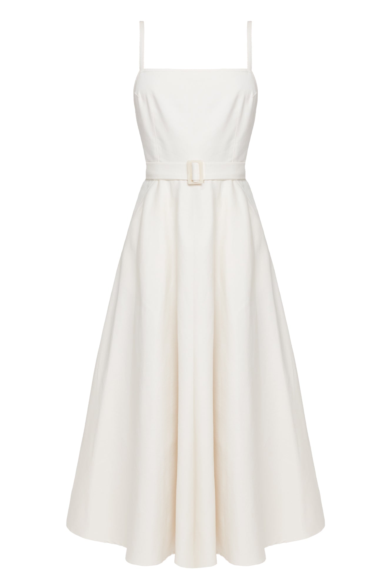 MATISSA Off-White Denim Dress - Sophisticated Midi Length