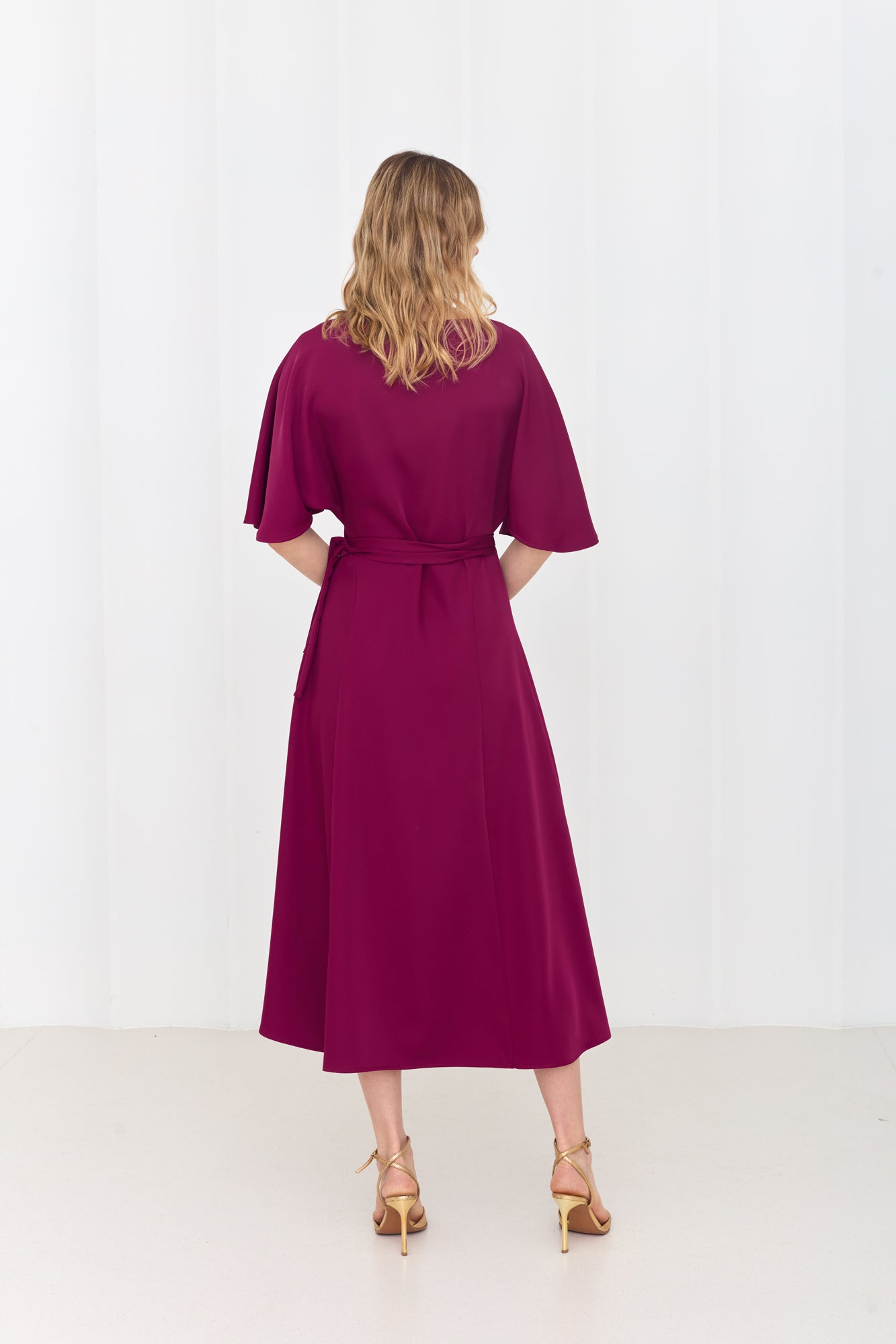 SALOME Fuchsia Pink Wrap Midi Dress