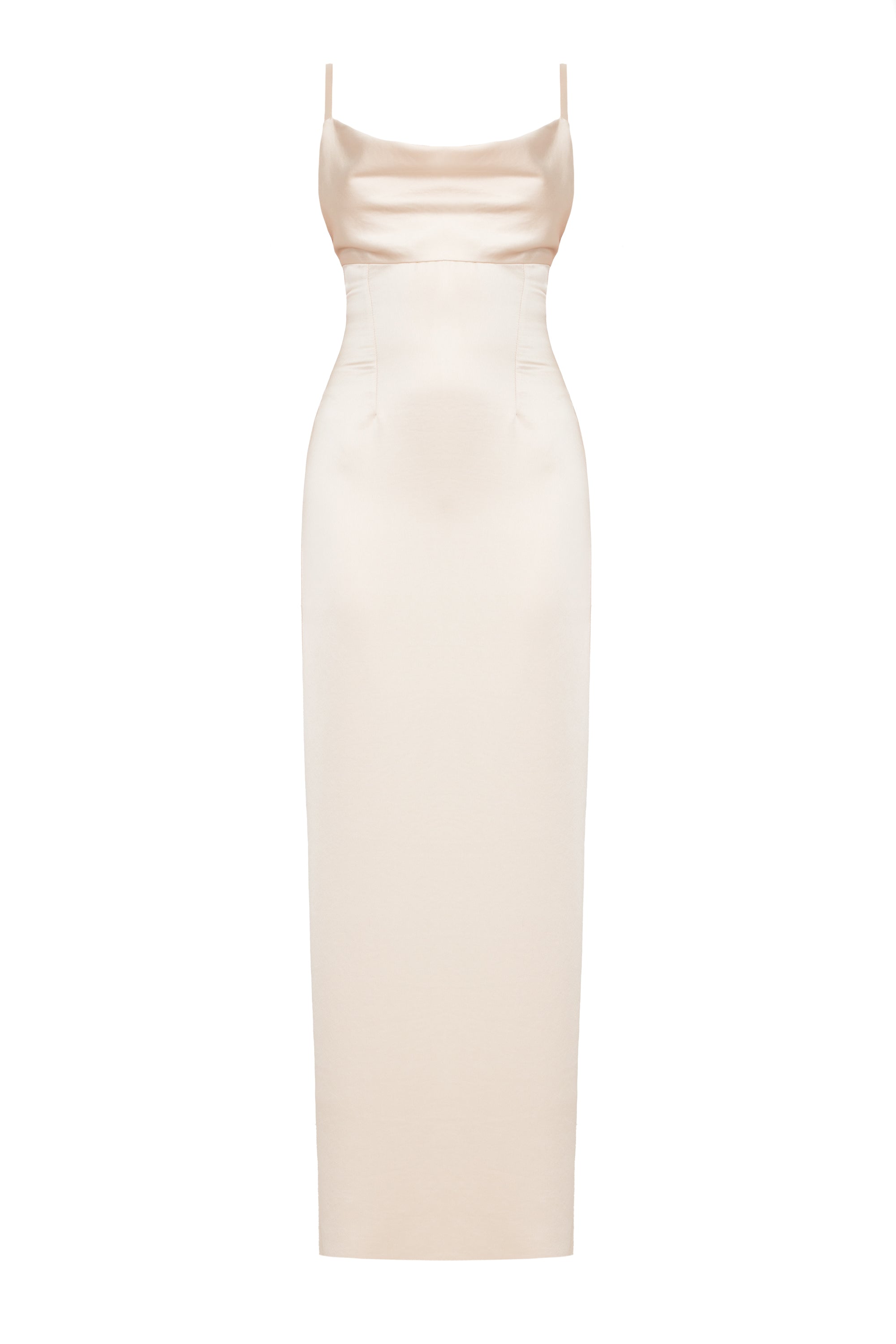 NADA Long Beige Evening Dress with Straps