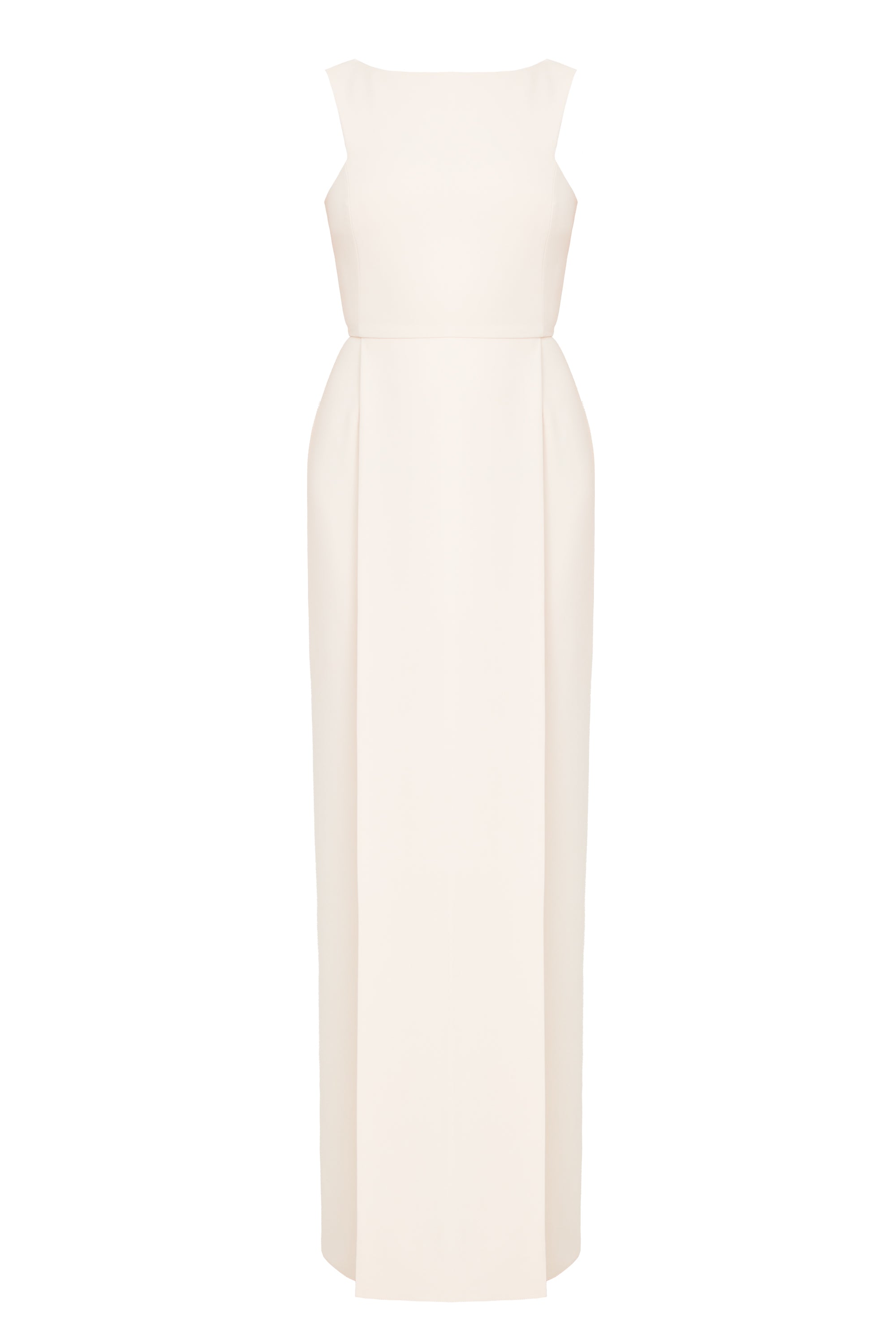 SONORA Pastel Cream Long Dress With Pleated Pencil Skirt