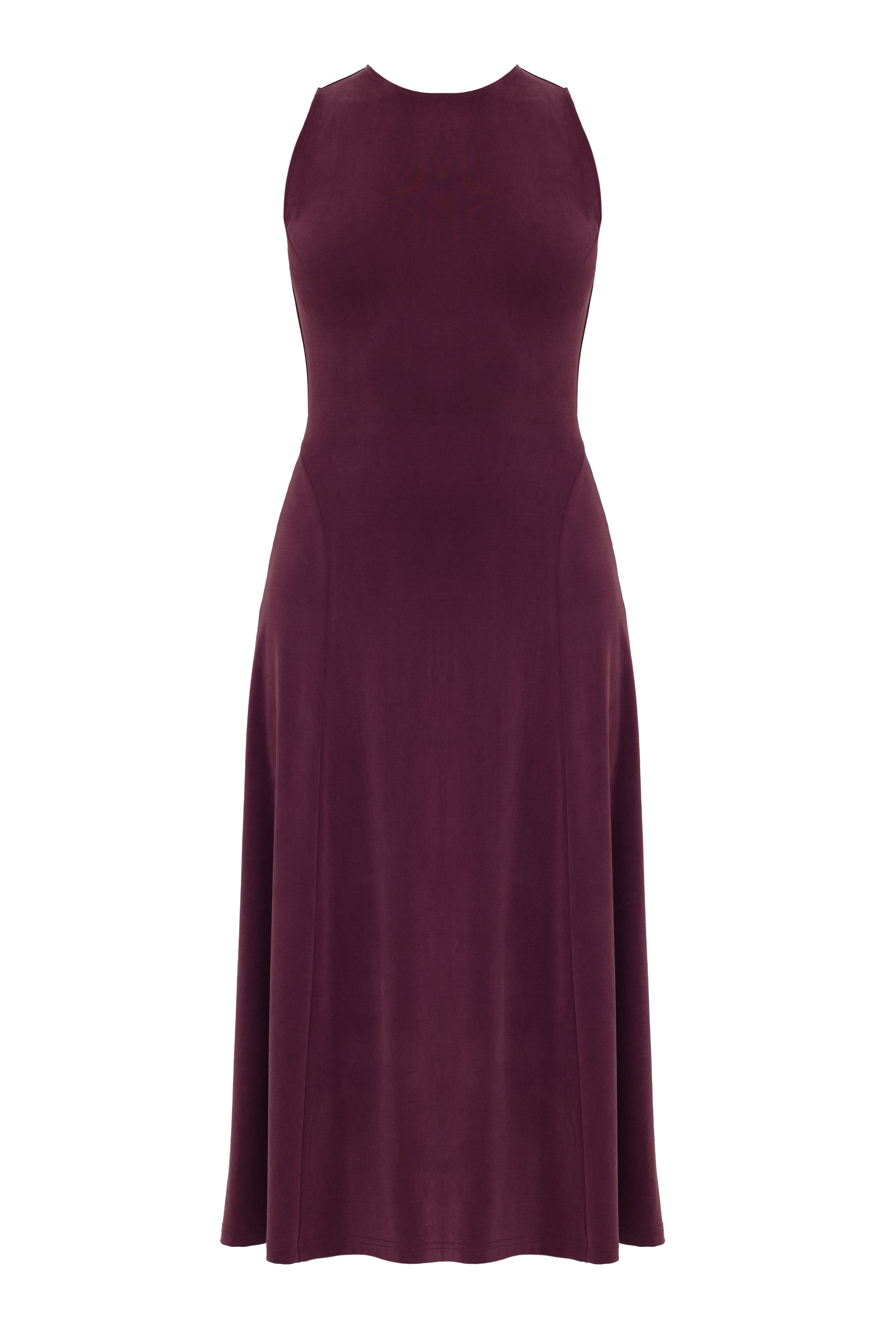 SEBA Grape Purple Cozy Knit Midi Dress with Flared Skirt