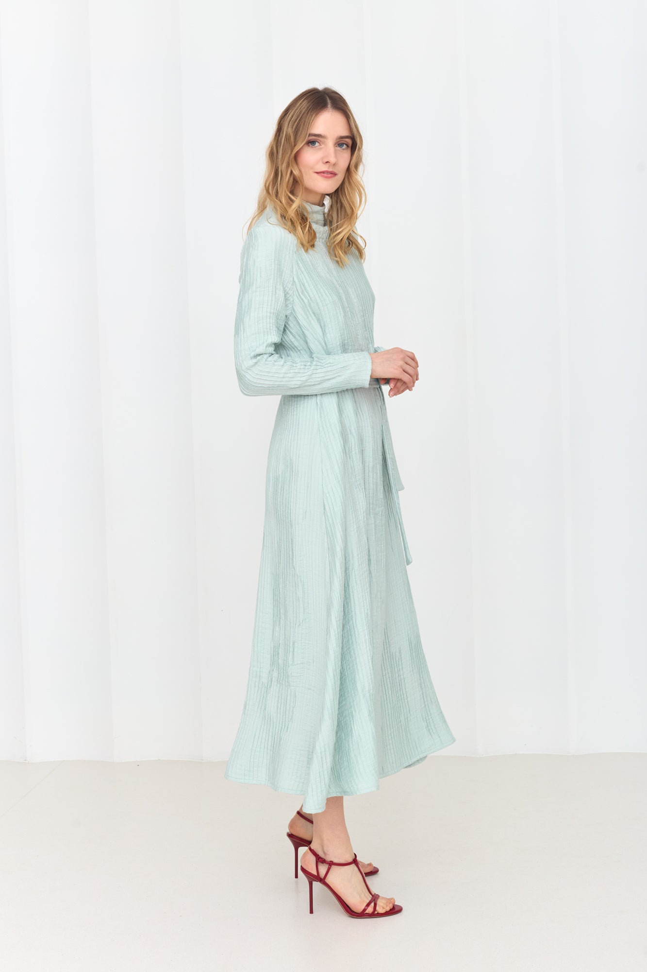 CAROLE Sky Blue Flowing Midi Dress