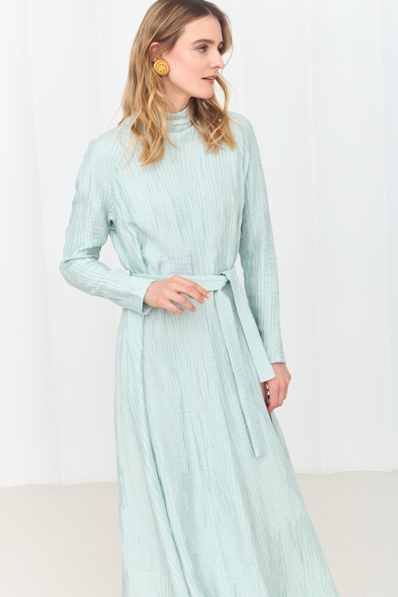 CAROLE Sky Blue Flowing Midi Dress