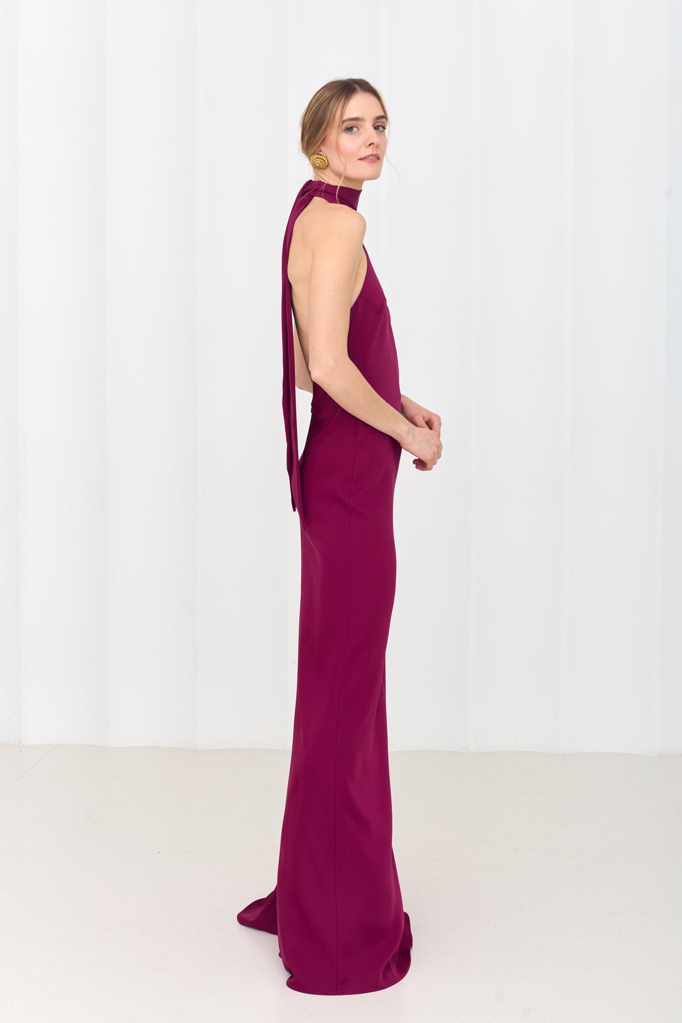 VALERIE Magenta Pink Open-Back Maxi Dress