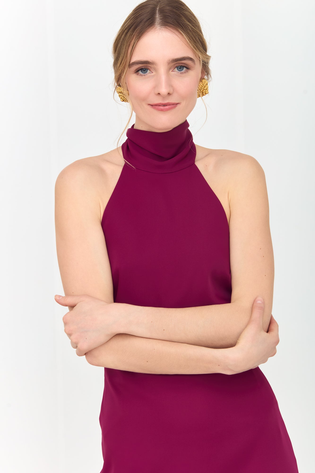 VALERIE Magenta Pink Open-Back Maxi Dress