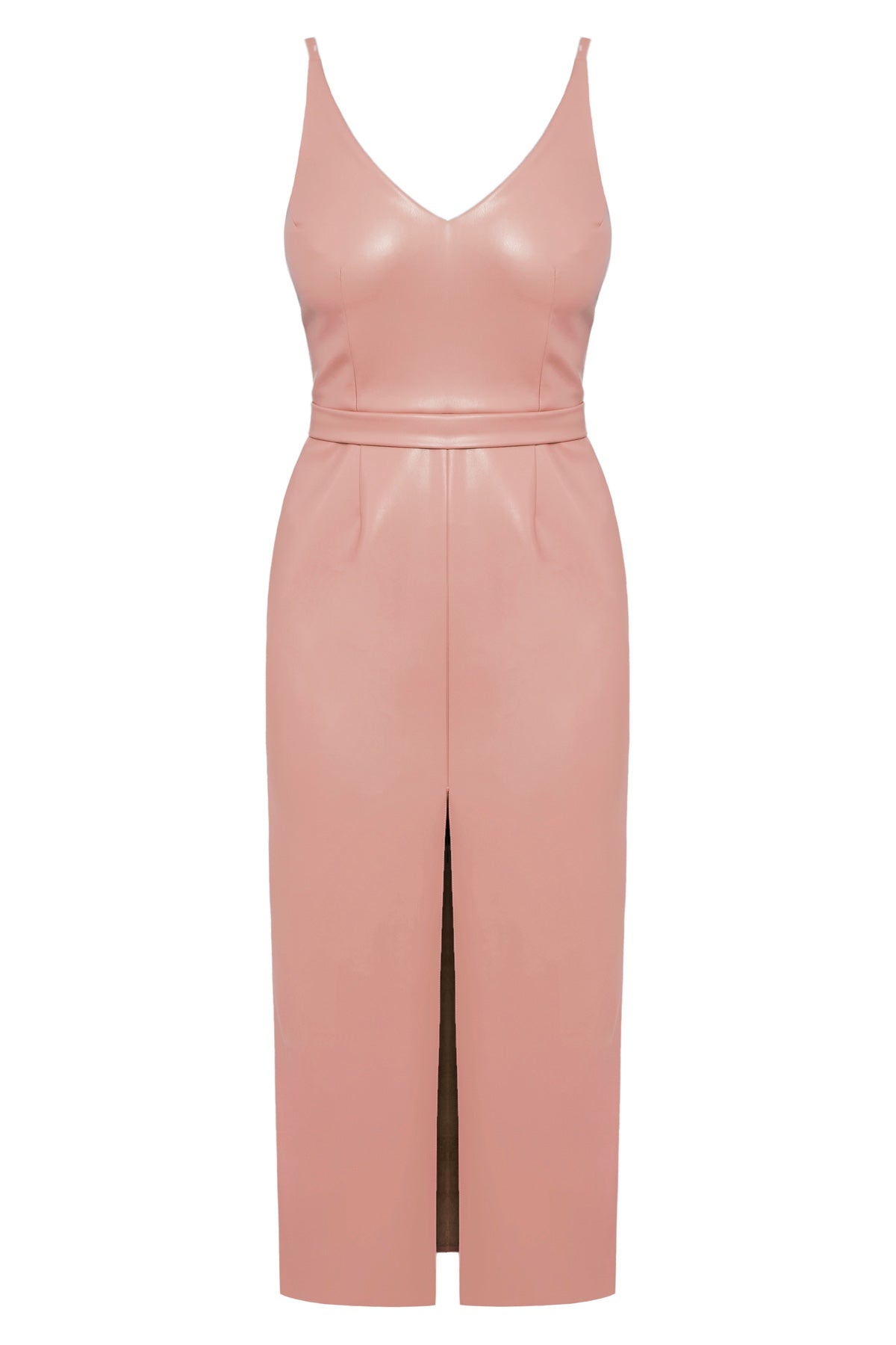 Handmade Peach beige vegan leather dress CALISTA