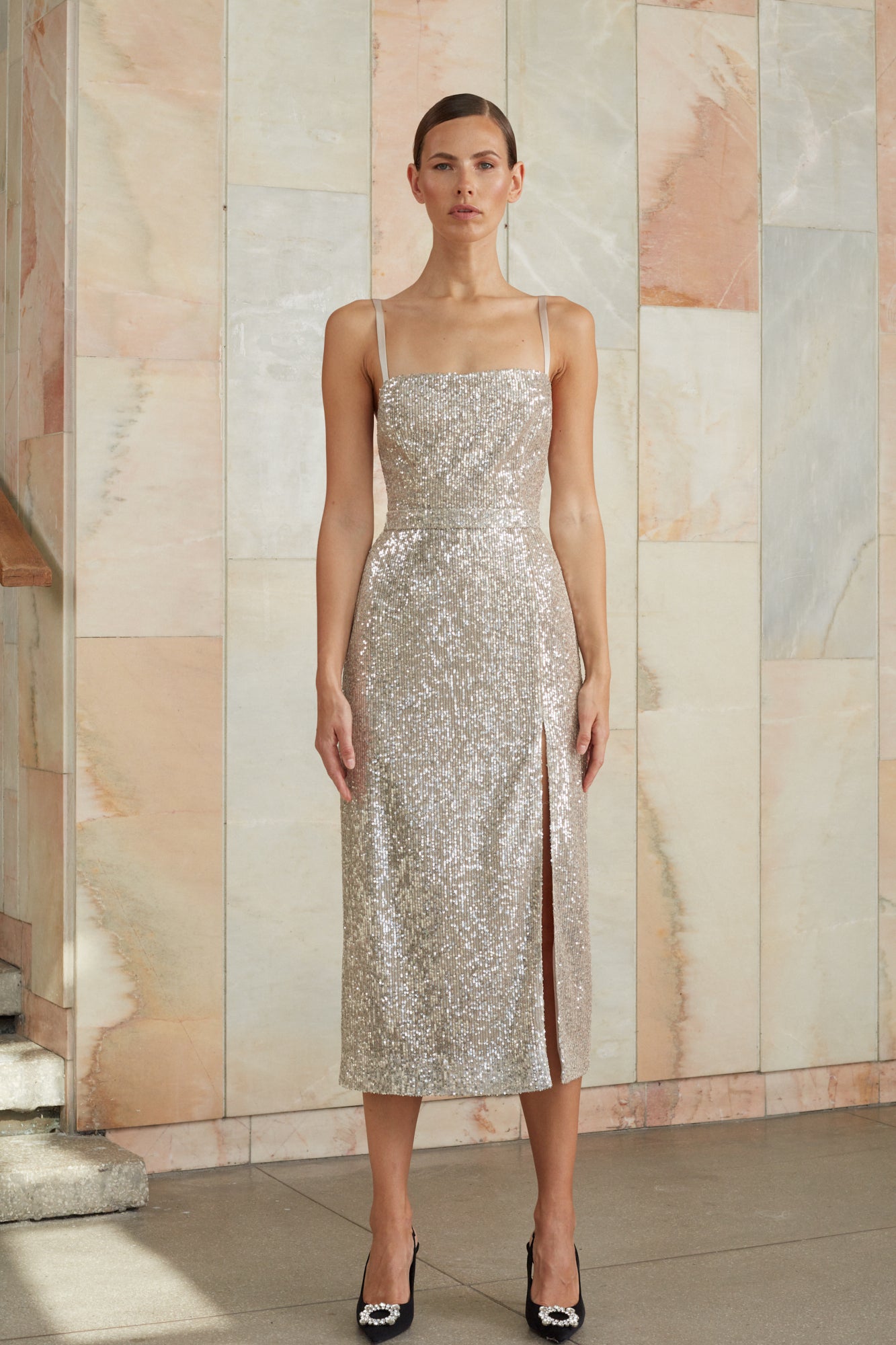 Silver sequin dress