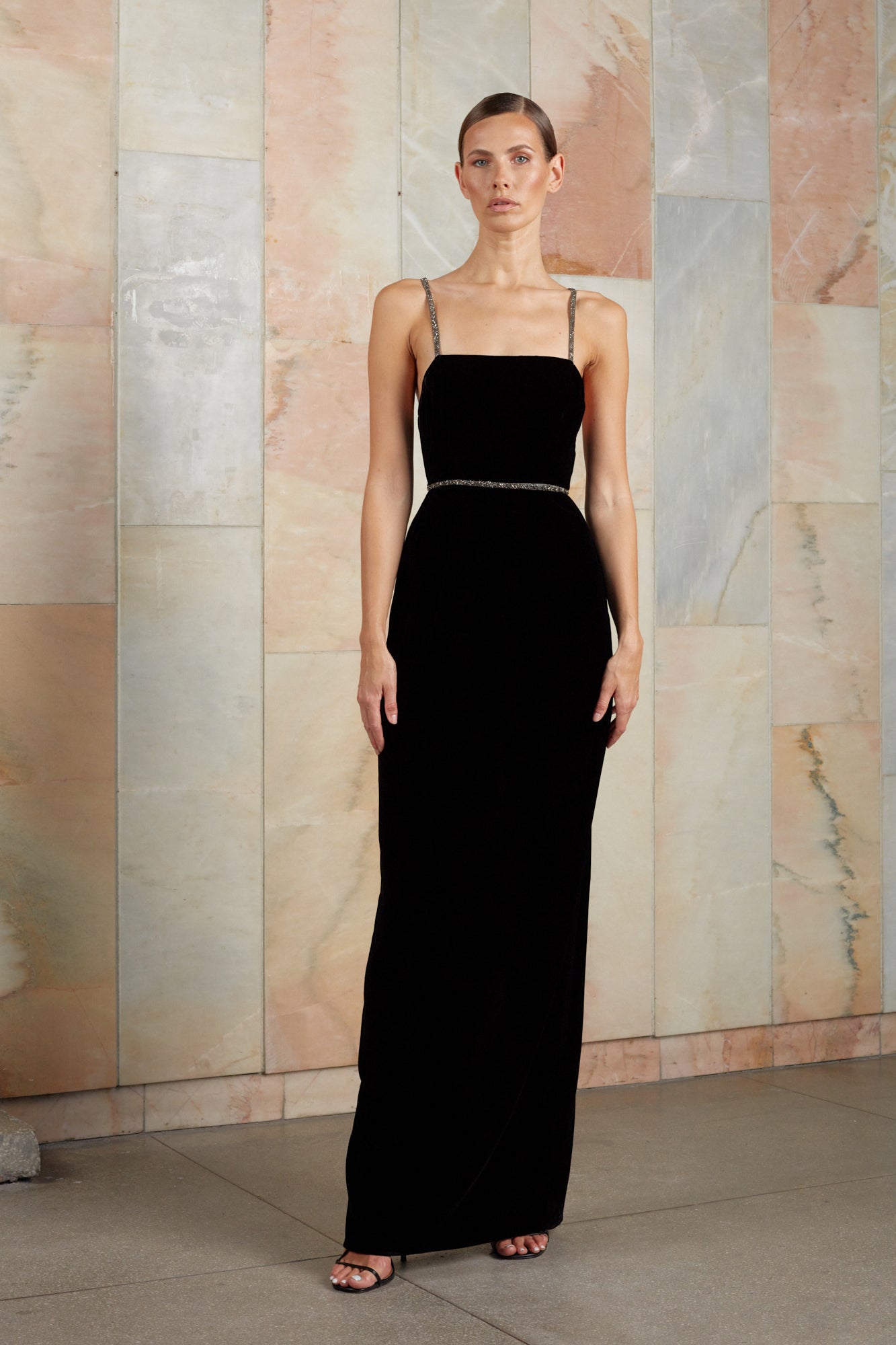 Black long velvet dress