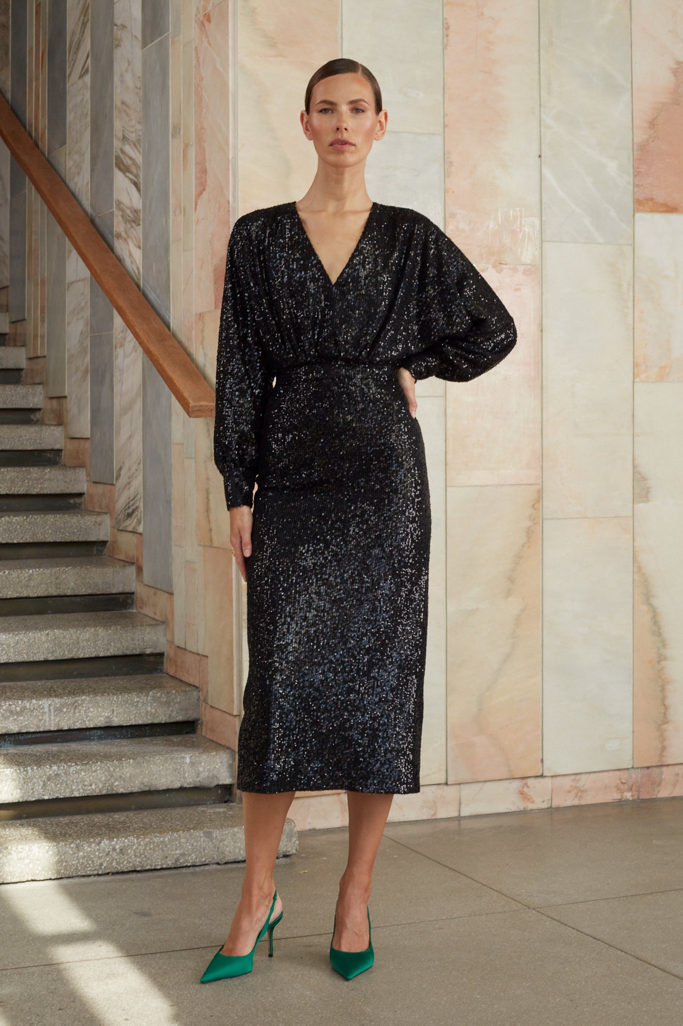 sequin long sleeve dress
