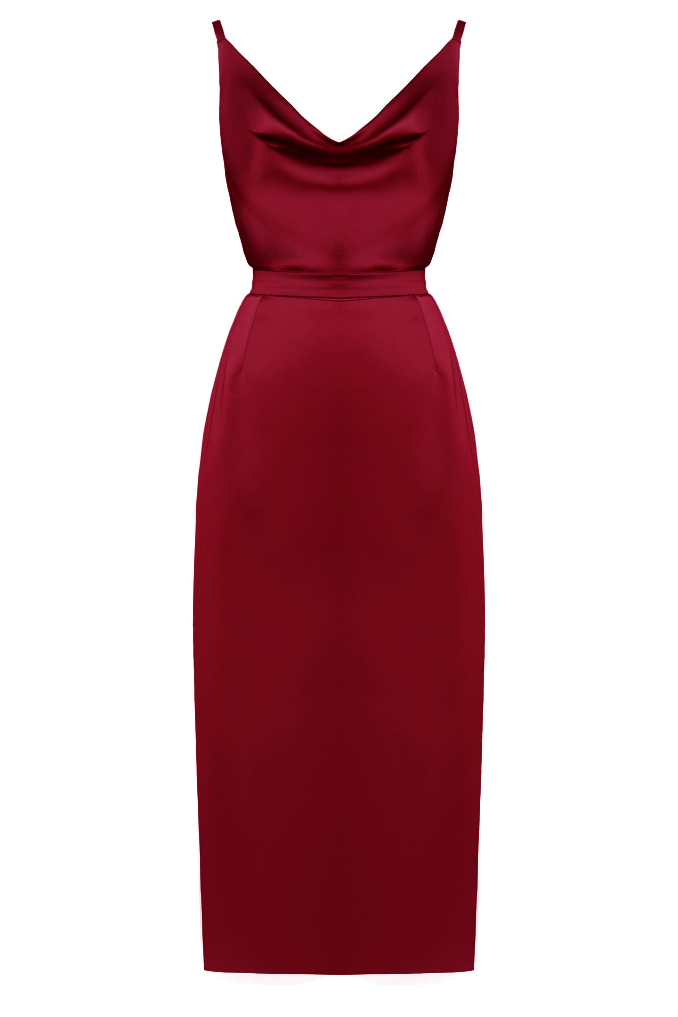 Handmade red coctail satin dress