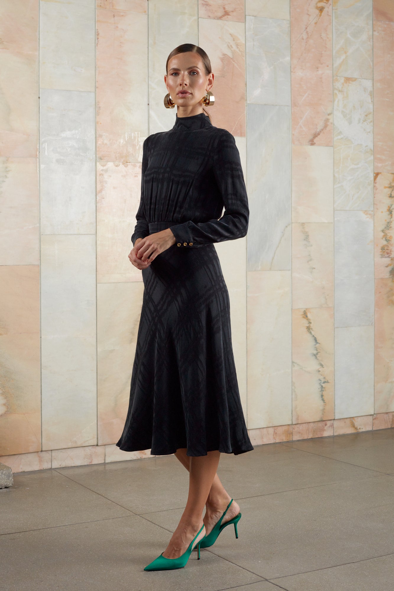 Black turtleneck midi dress ROMEE