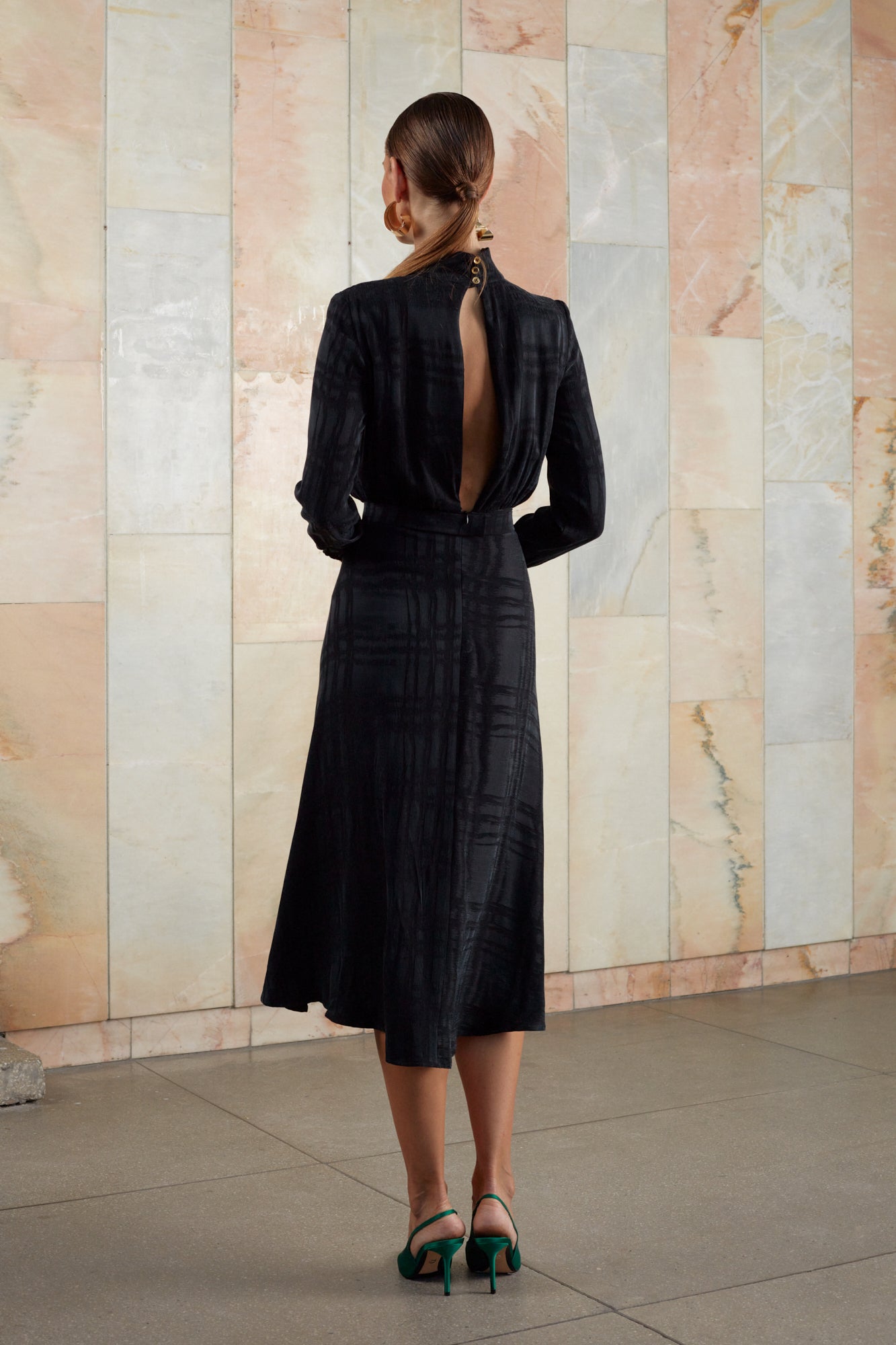 Black open back dress