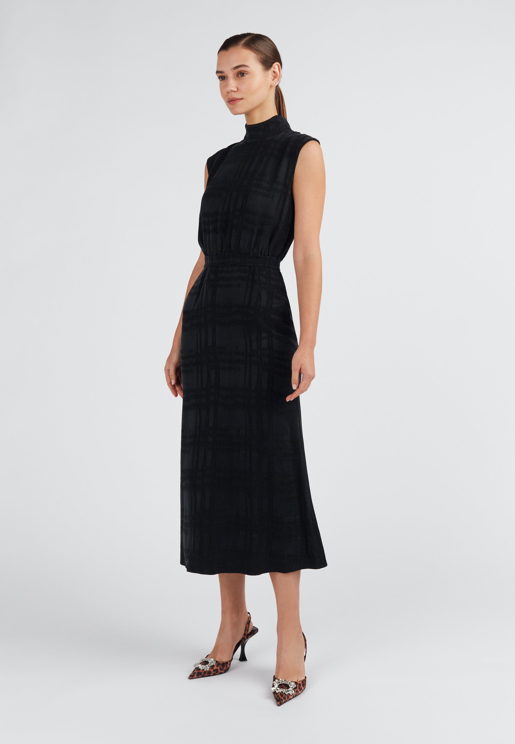 turtleneck elegant midi dress