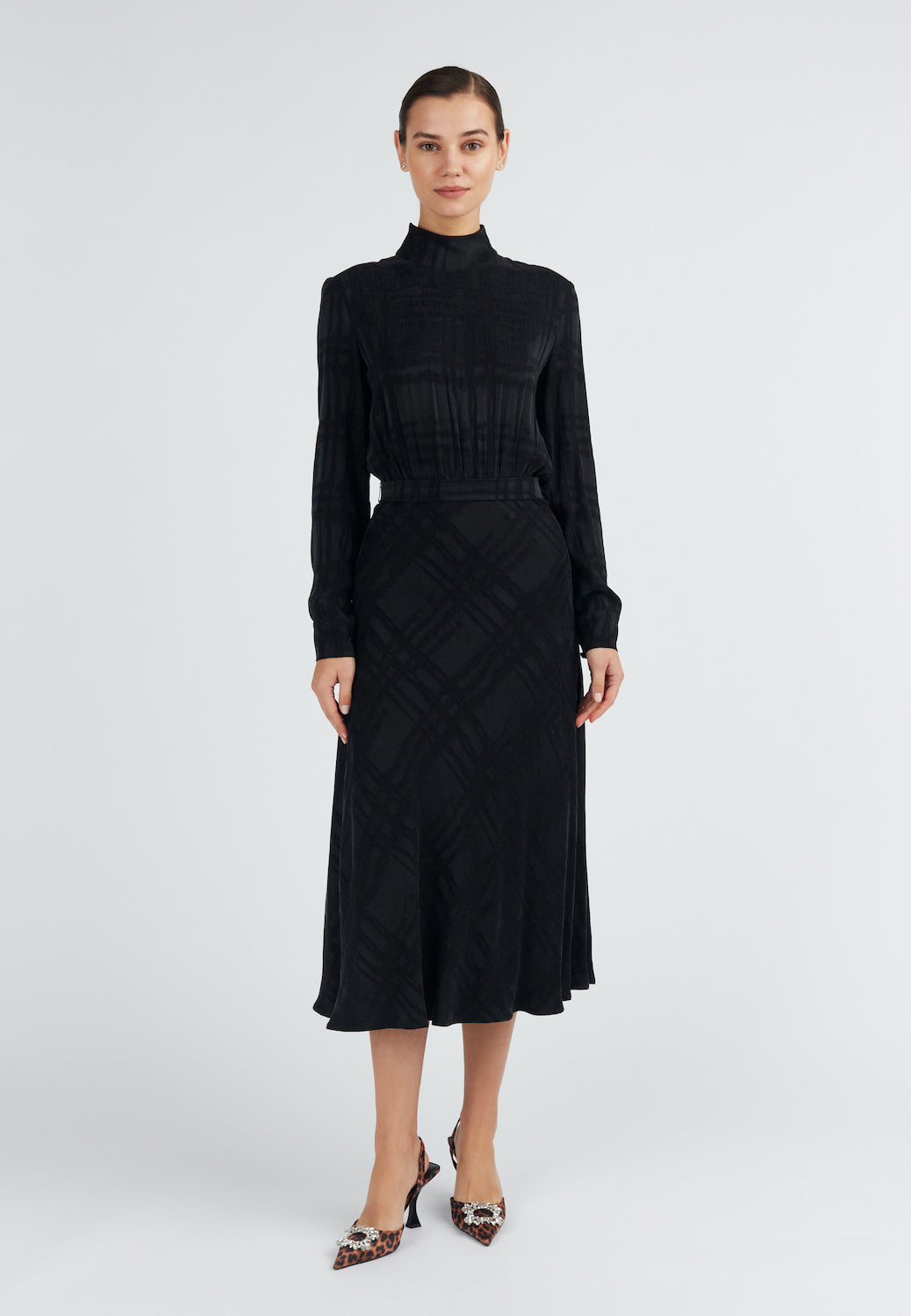 Elegant Black open back turtleneck dress
