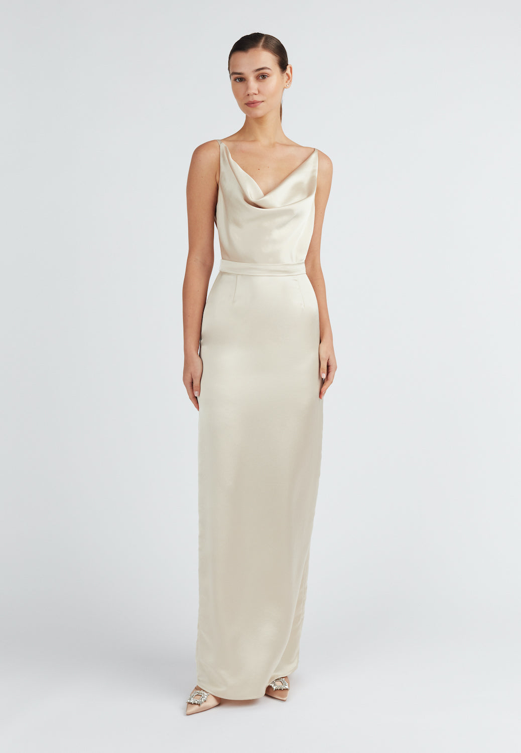 Satin backless maxi dress
