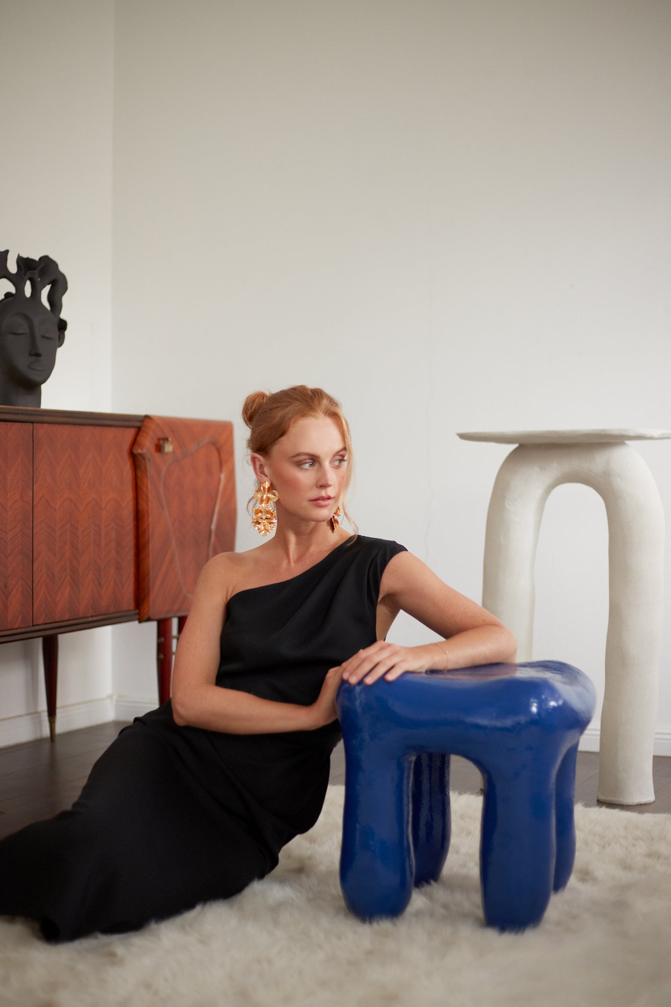 AISHA Black One-Shoulder Midi Cocktail Dress - Elegant and Sophisticated