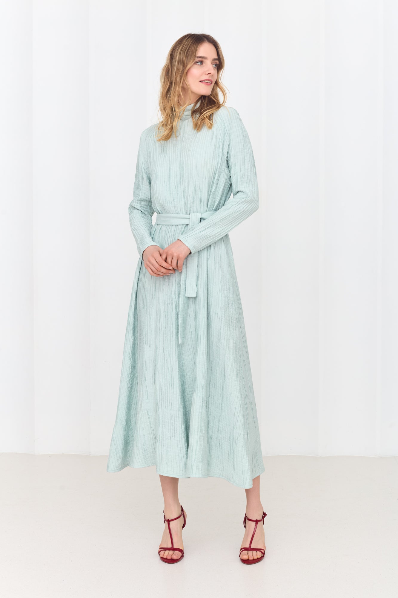 CAROLE  Sky Blue Flowing Midi Dress