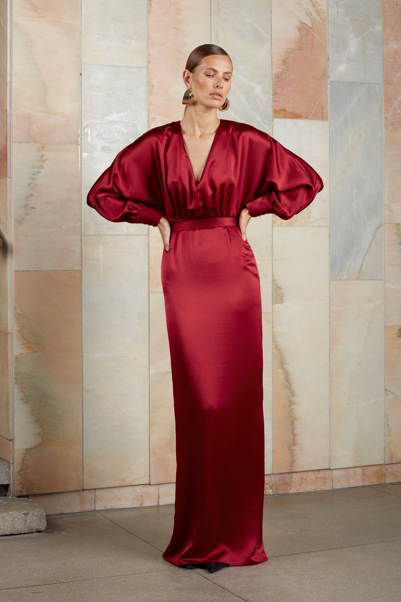 Deep red maxi dress BONA