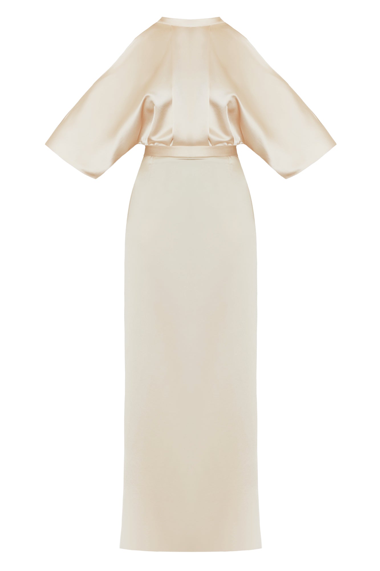 DEVA champagne cold shoulder maxi dress