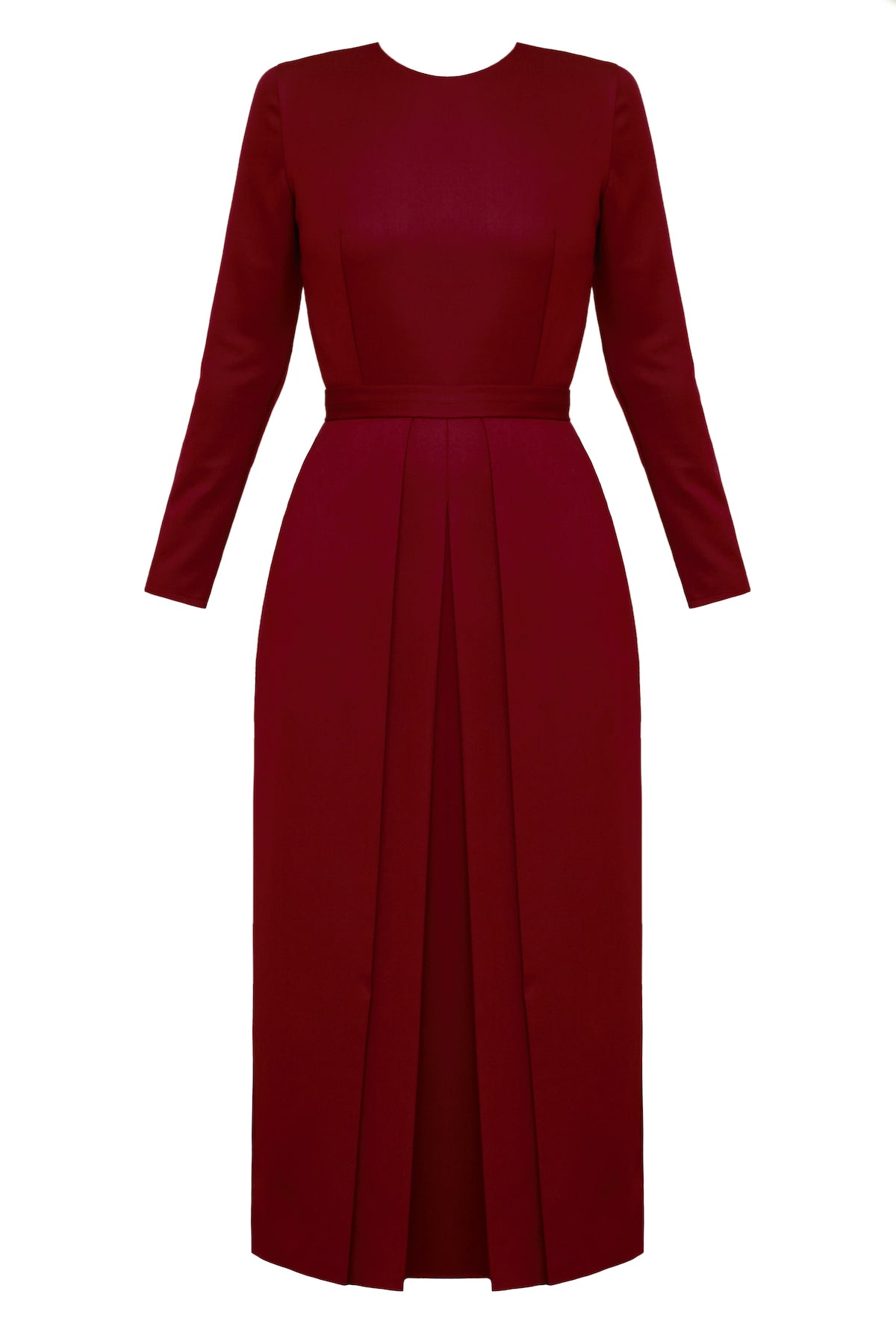 Homemade Red classic pleated skirt dress TILDA