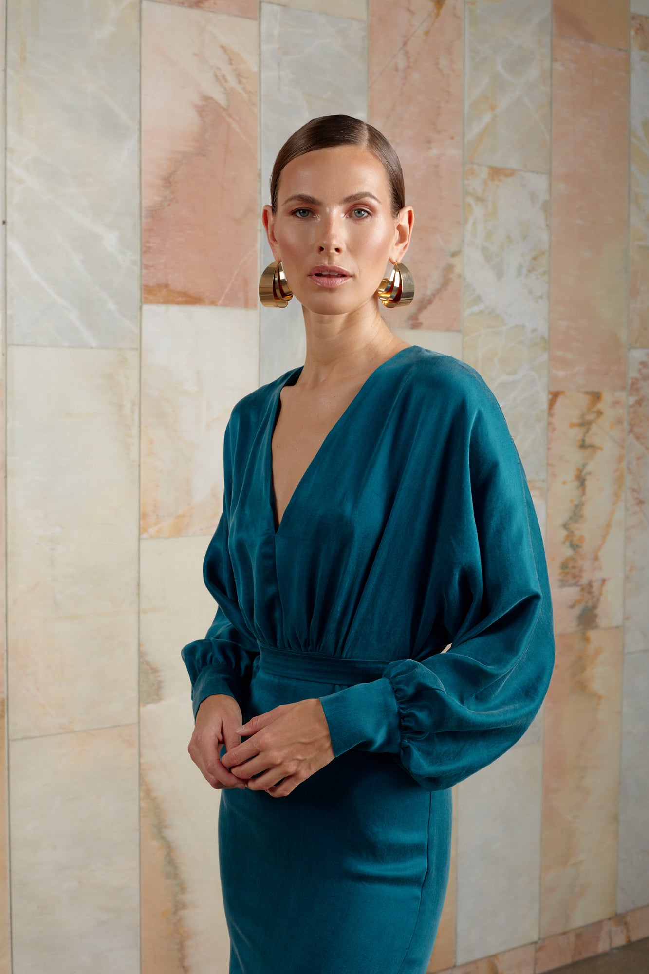Teal blue midi dress BECA